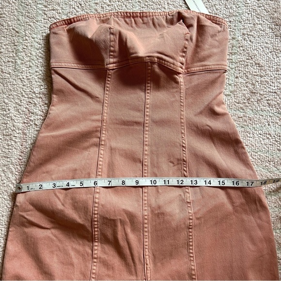 NWT Anthropologie Pilcro Icon Fluted Denim Midi Dress Size Small Coral - Picture 11 of 14